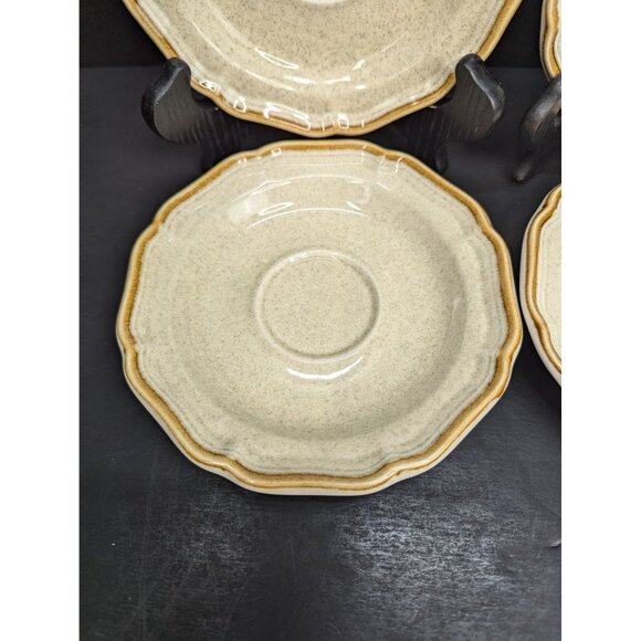 Mikasa Garden Club EC 400 Beige Brown Rim 6 1/4" Saucer Replacement Set of 4 - Picture 4 of 9